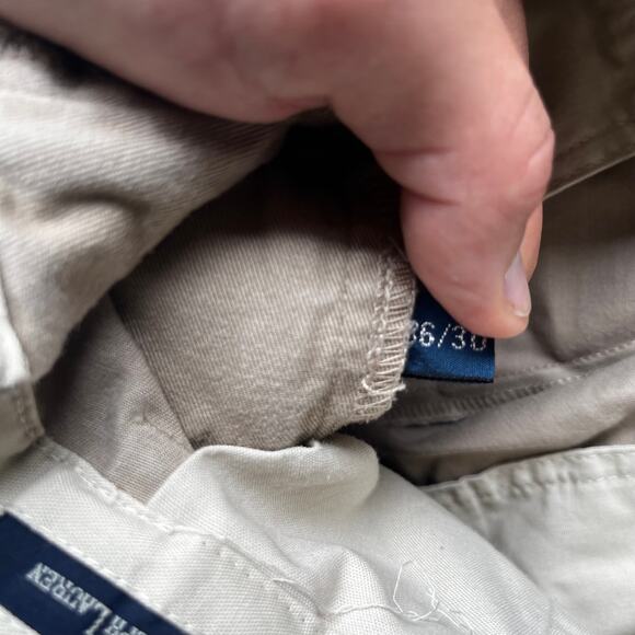 VINTAGE POLO RALPH LAUREN CHINO KHAKI TROUSERS MENS 36X30 TAN PLEATED LOOSE - Picture 3 of 6